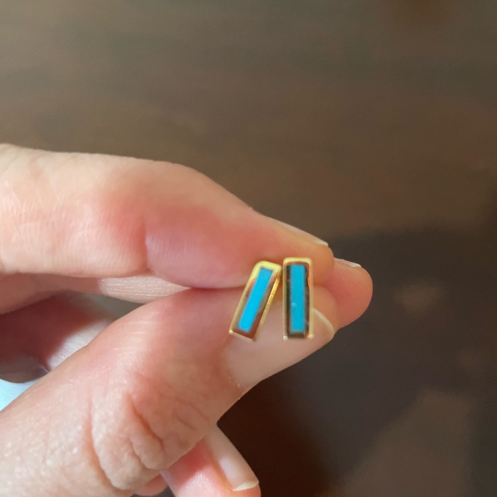 Jennifer Meyer 18k gold turquise bar studs